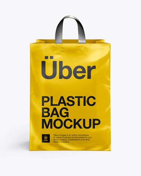 Plastic Shopping Bag w/ Loop Handles Mockup - Front View