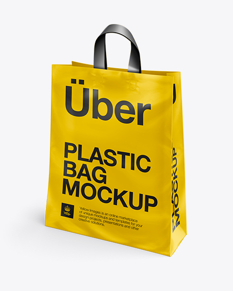Plastic Shopping Bag w/ Loop Handles Mockup - Half Side View