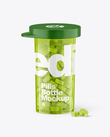 Clear Bottle With Pills Mockup