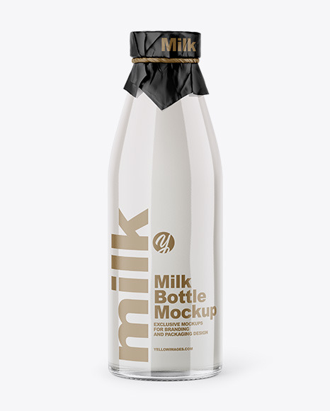 Clear Glass Bottle With Milk Mockup
