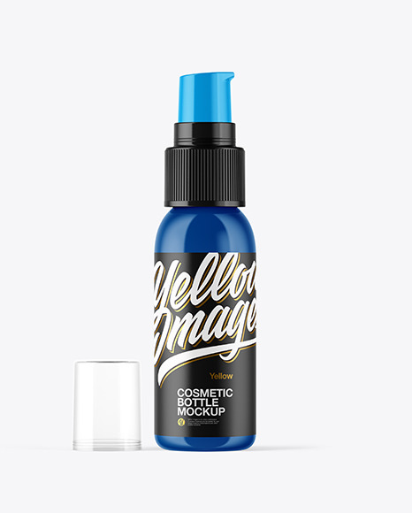 Glossy Cosmetic Bottle with Pump Mockup