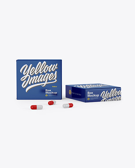 Two Glossy Boxes with Pills Mockup