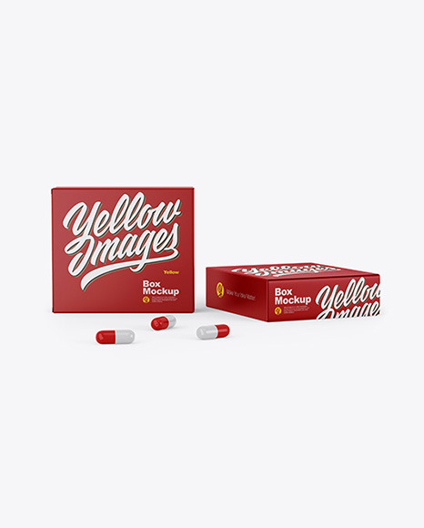 Two Matte Boxes with Pills Mockup