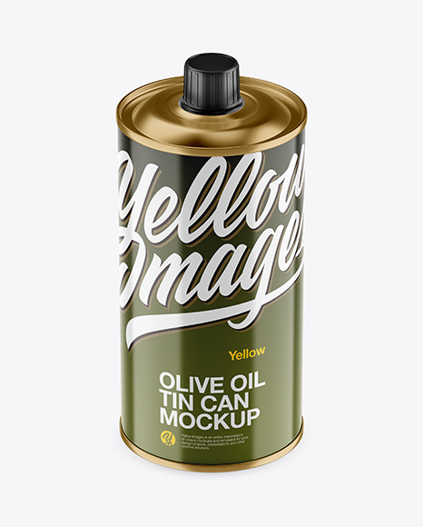 0.5L Glossy Olive Oil Tin Can Mockup
