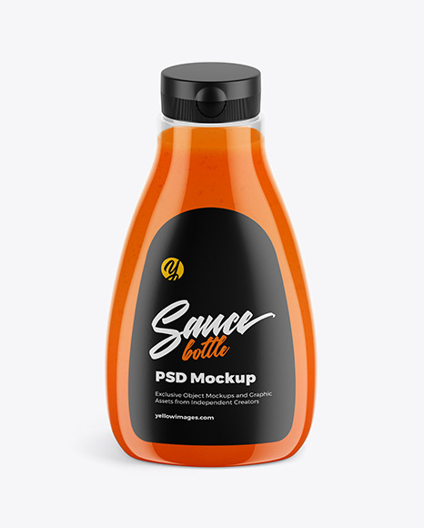 Sauce Bottle Mockup - Front view (High Angle Shot)
