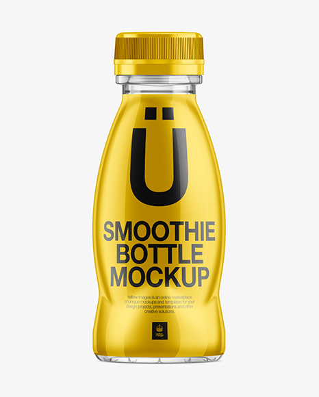 Plastic Smoothie Bottle w/ Shrink Sleeve Label Mockup