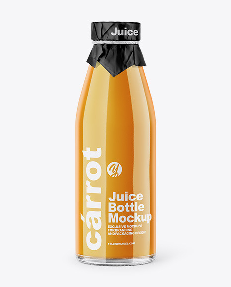 Clear Glass Bottle With Carrot Juice Mockup
