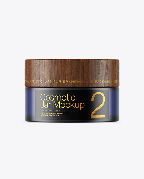 Dark Frosted Blue Glass Cosmetic Jar Mockup