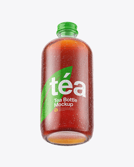 Ice Tea Bottle in Shrink Sleeve with Condensation Mockup