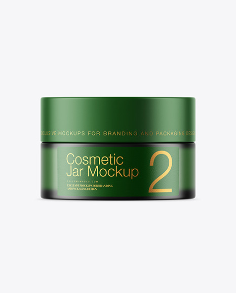 Frosted Green Glass Cosmetic Jar Mockup