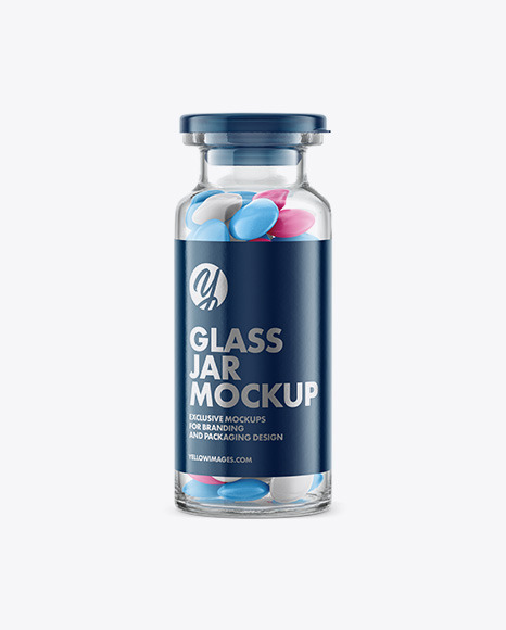 Glass Jar with Tablets Mockup