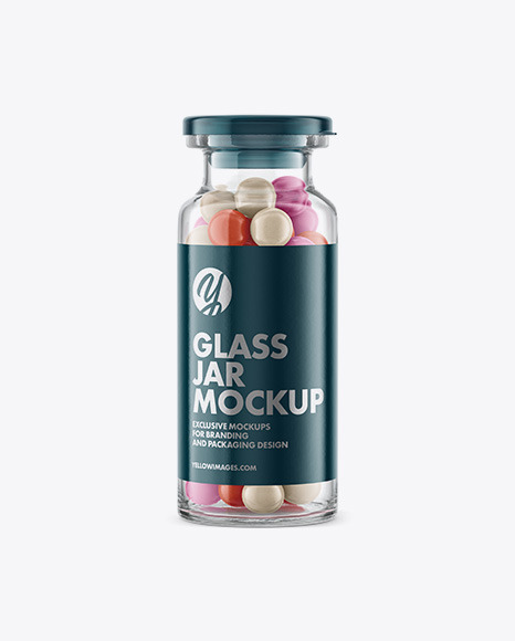 Glass Jar with Pills Mockup