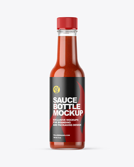 Red Hot Sauce Bottle Mockup