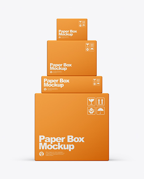 Four Paper Boxes Mockup