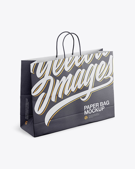 Paper Shopping Bag with Rope Handle Mockup - Halfside View