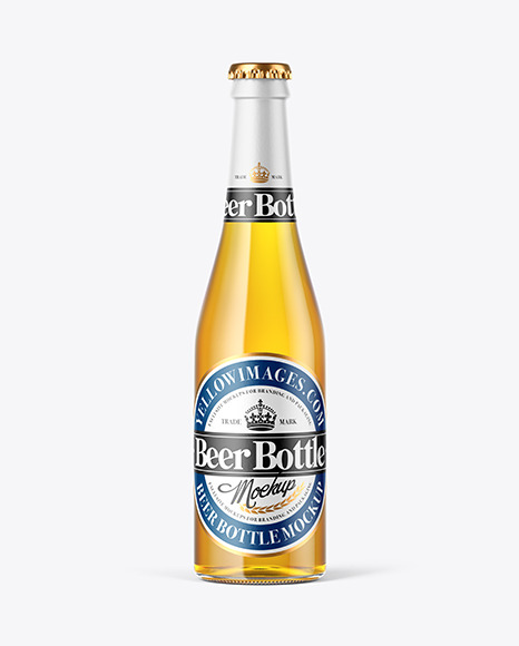 Clear Glass Lager Beer Bottle Mockup