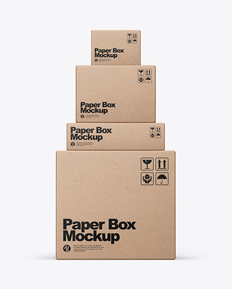 Four Kraft Boxes Mockup