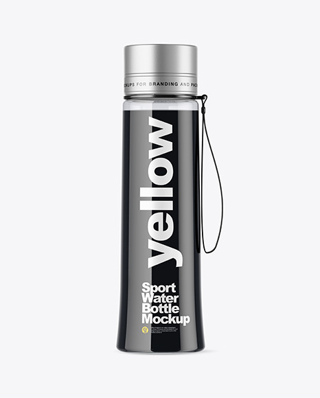 Sport Bottle With Black Water Mockup
