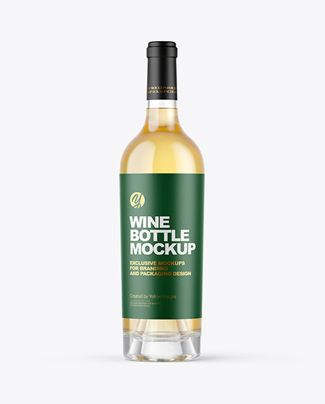 Clear Glass White Wine Bottle Mockup