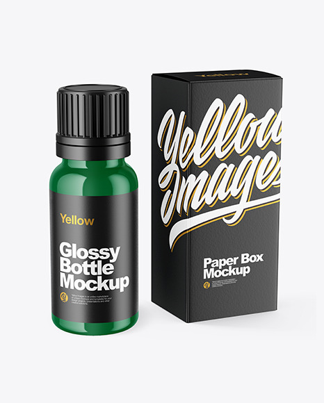 Glossy Dropper Bottle with Box Mockup
