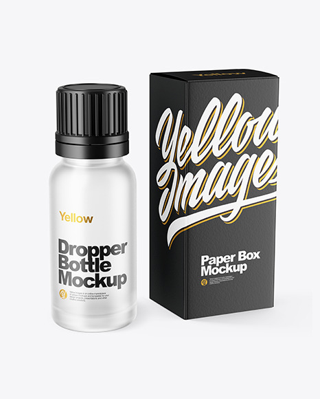 Frosted Glass Dropper Bottle with Box Mockup