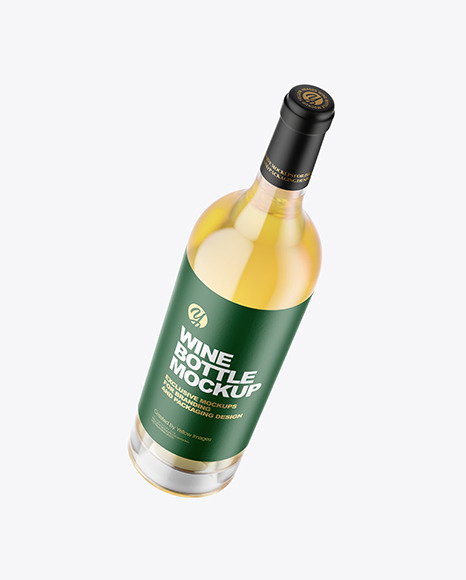 Clear Glass White Wine Bottle Mockup