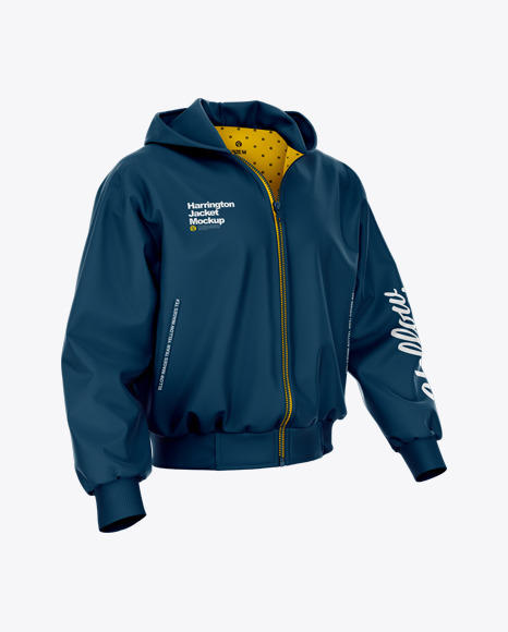 Harrington Hooded Jacket Mockup - Half Side View