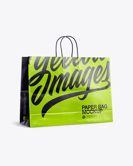 Glossy Shopping Bag with Rope Handle Mockup - Halfside View
