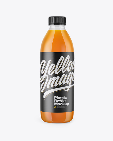 Clear Bottle with Carrot Juice Mockup