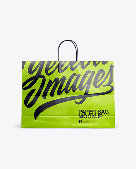 Glossy Shopping Bag with Rope Handle Mockup - Front View
