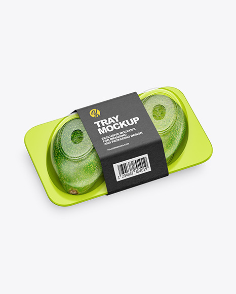 Plastic Tray with Avocado Mockup