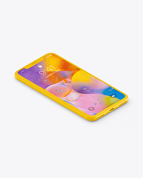 iPhone XR Clay Isometric Right Mockup
