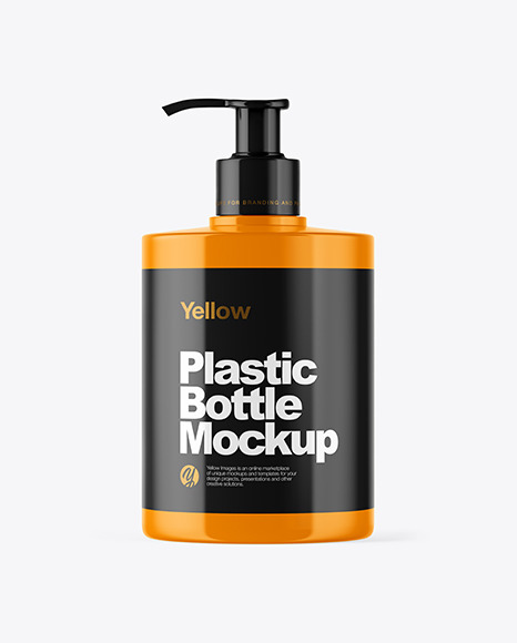 Glossy Plastic Bottle with Pump Mockup