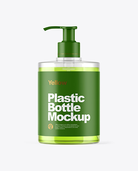 Clear Plastic Bottle with Pump Mockup