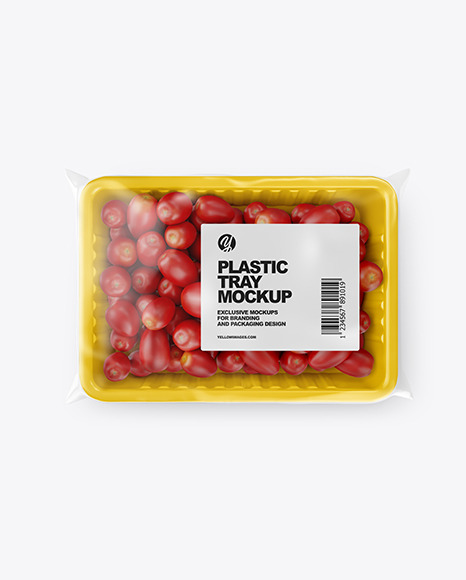 Plastic Tray with Tomatoes Mockup