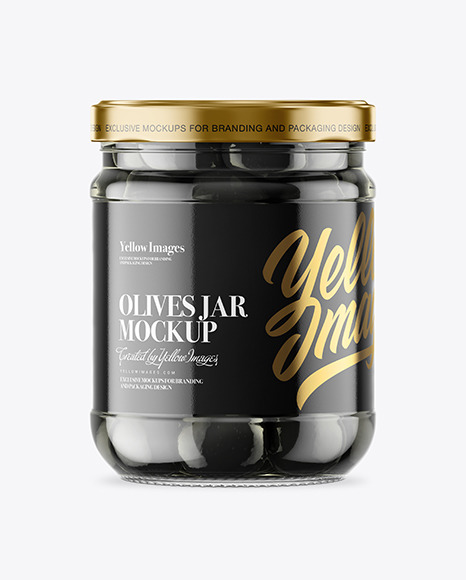 Clear Glass Jar with Black Olives Mockup