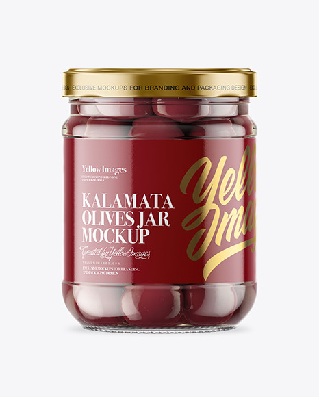 Clear Glass Jar with Kalamata Olives Mockup