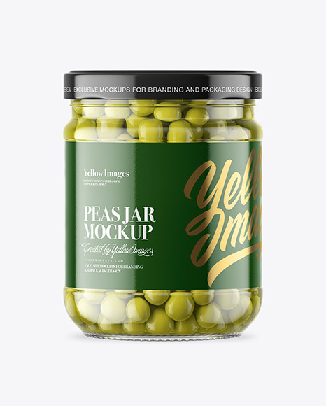 Clear Glass Jar with Green Peas Mockup