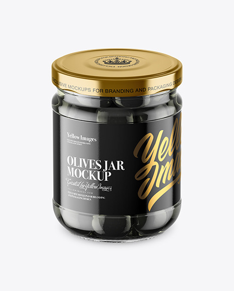 Clear Glass Jar with Black Olives Mockup