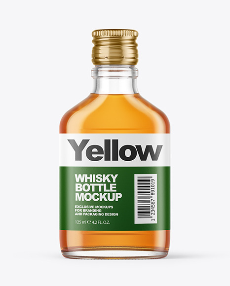 Clear Glass Bottle with Whisky Mockup
