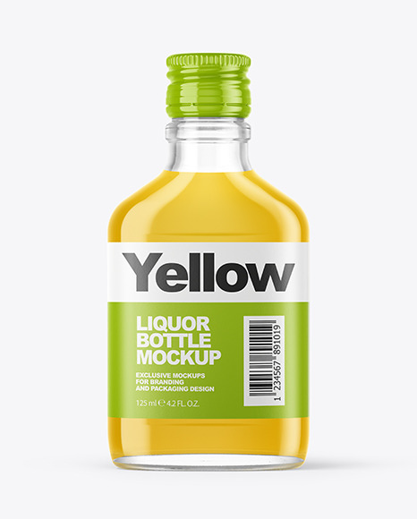 Clear Glass Bottle with Liquor Mockup