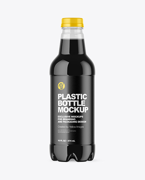 Plastic Bottle With Black Drink Mockup