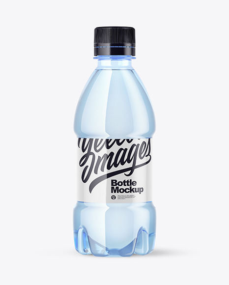 250ml PET Blue Water Bottle Mockup