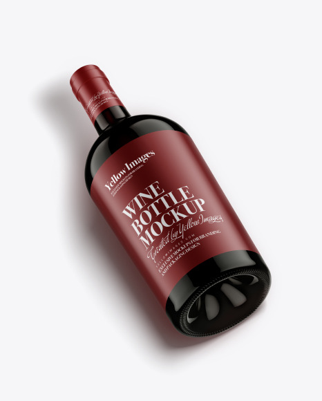 Antique Green Glass Bottle With Red Wine Mockup