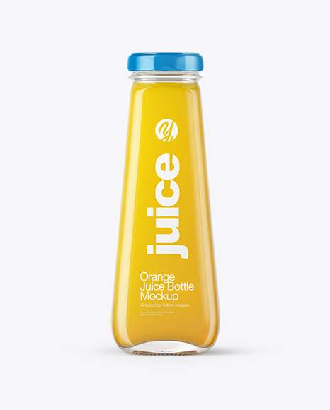 Clear Glass Bottle with Orange Juice Mockup