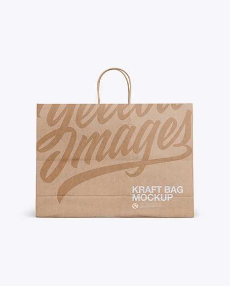 Kraft Shopping Bag with Rope Handle Mockup - Front View