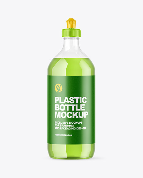 Clear Plastic Bottle with Squeeze Cap Mockup