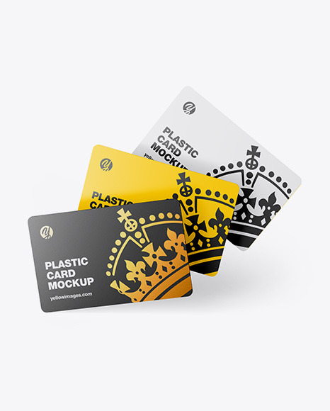 Three Plastic Cards Mockup