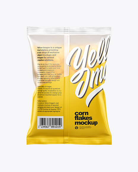 Frosted Bag With Corn Flakes Mockup