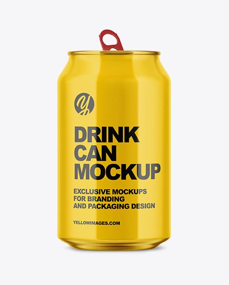 350ml Glossy Aluminium Drink Can Mockup